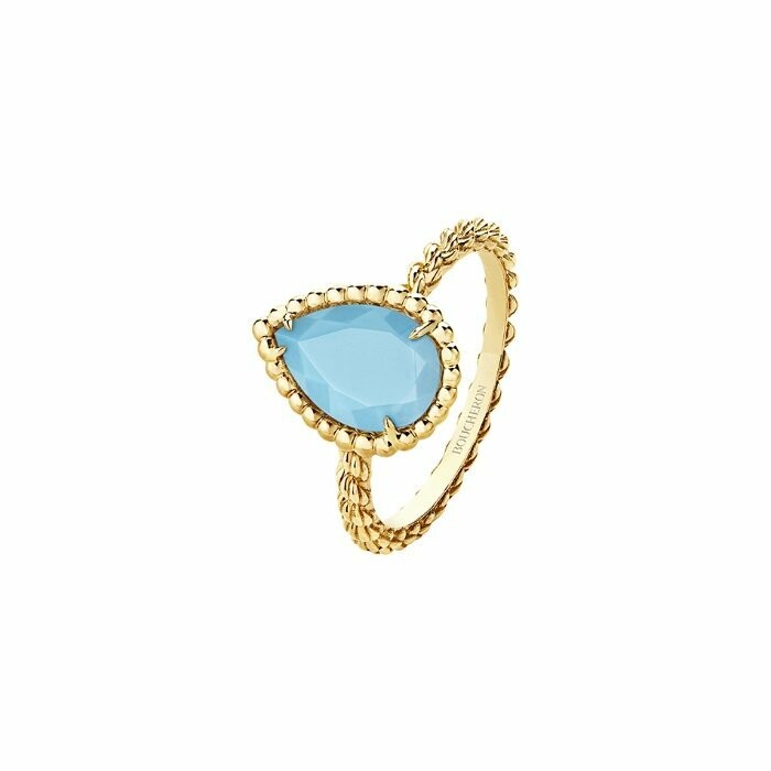 Bague Boucheron Serpent Bohème motif S en or jaune et turquoise