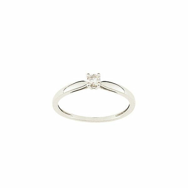 Bague Solitaire Or Blanc 18 Carats Avec Diamant - Bijou D'occasion - Parfait Pour Un Cadeau Ou Un Look élégant