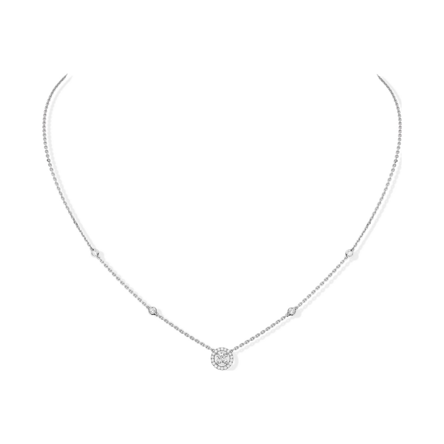 Collier Messika Joy en or blanc et diamants, diamant central de 0.25ct