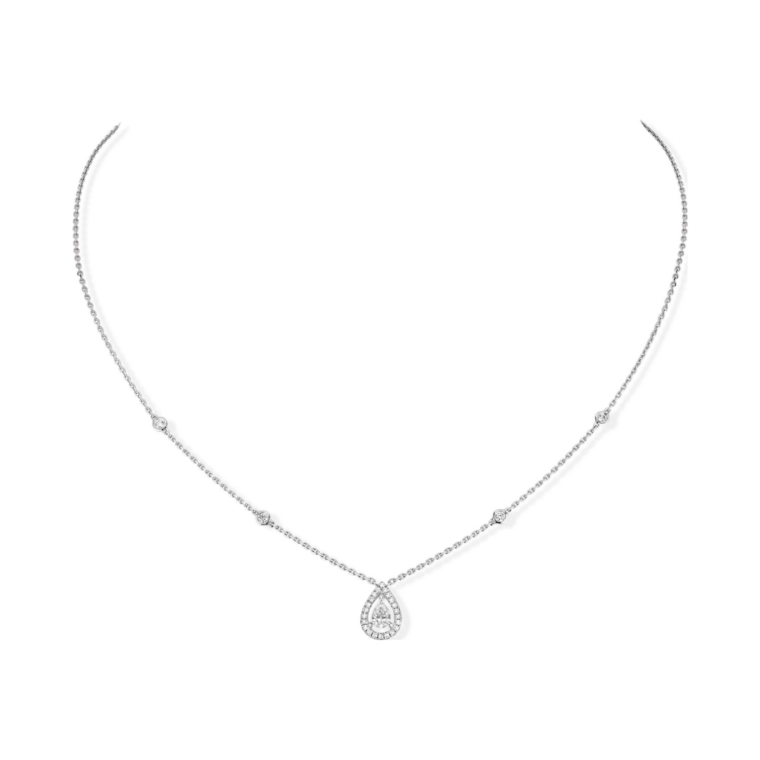 Collier Messika Joy en or blanc et diamant poire