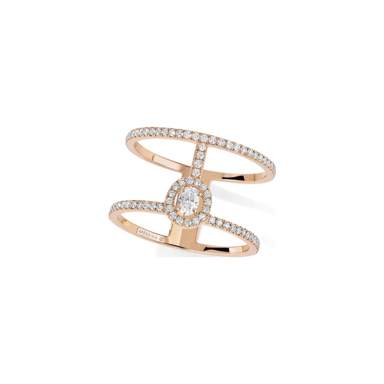 Bague Messika Glam’Azone 2 rangs pavée en or rose et diamants