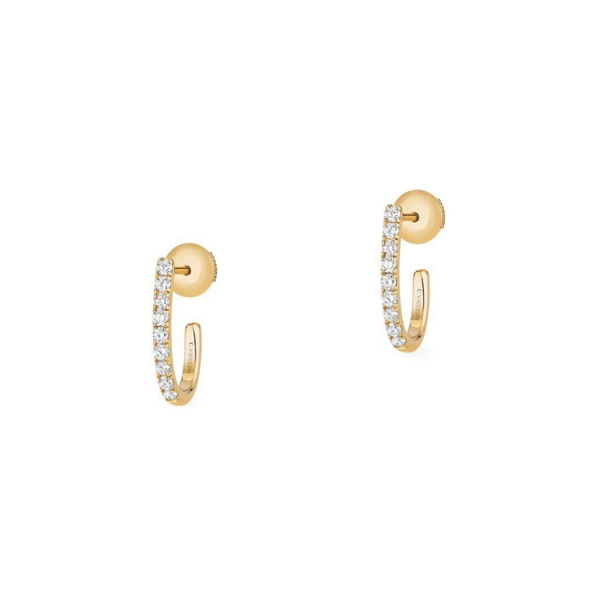 Boucles d'oreilles créoles Messika Gatsby XS en or jaune et diamants