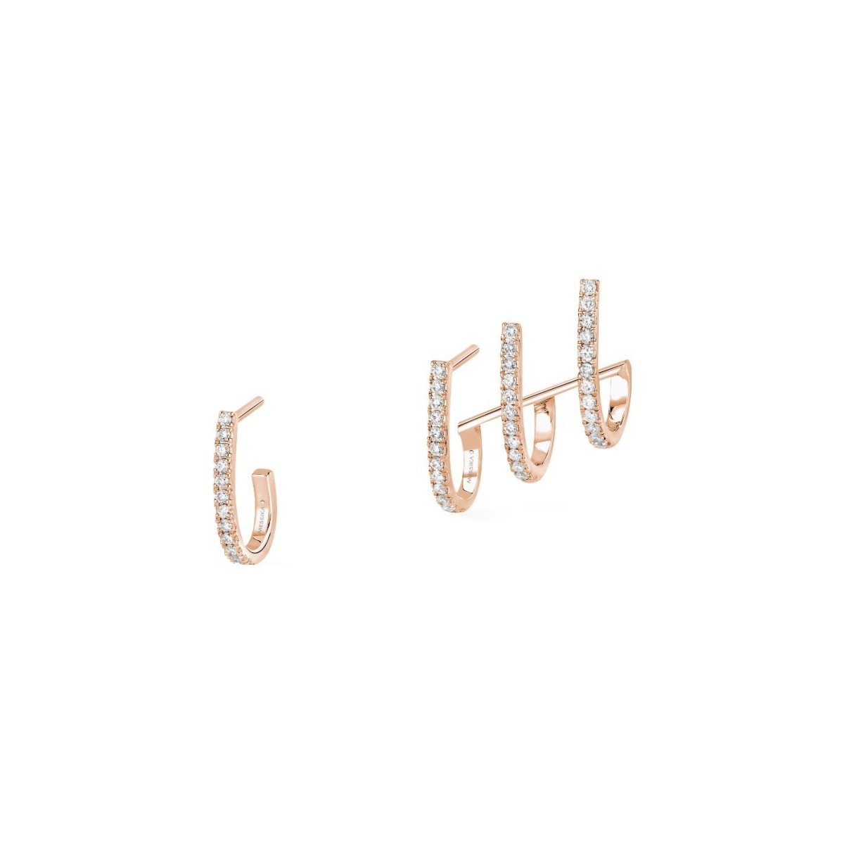 Boucles d'oreilles multi-créoles Messika Gatsby en or rose et diamants