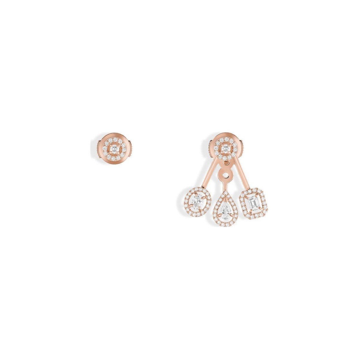 Boucles d'oreilles Messika My Twin Trio en or rose et diamants