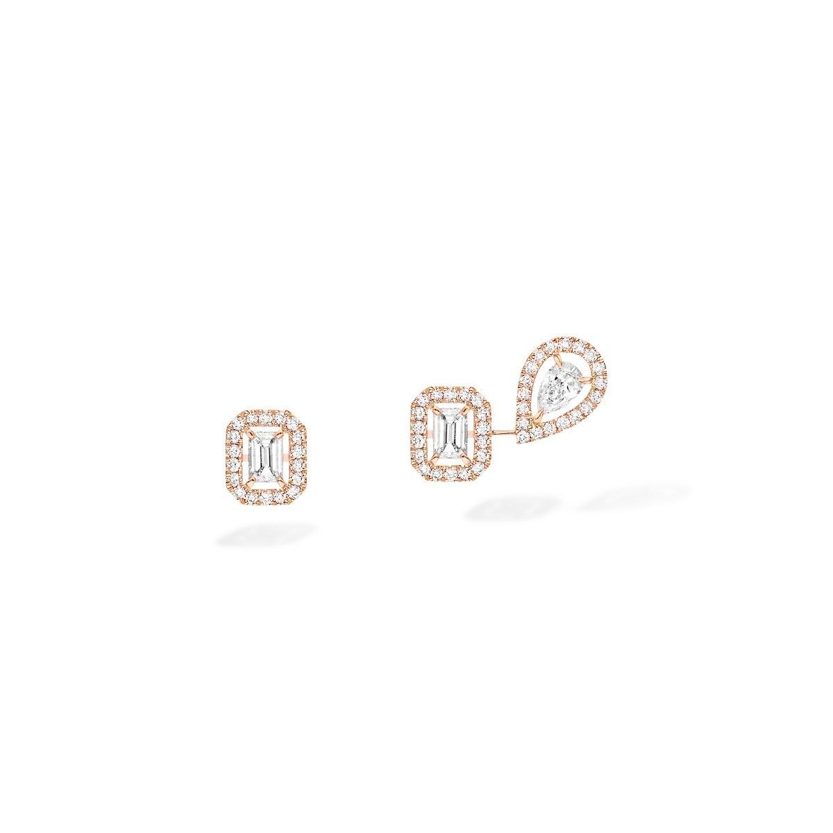 Boucles d'oreilles Messika My Twin 1+2 en or rose et diamants 3x0.10ct