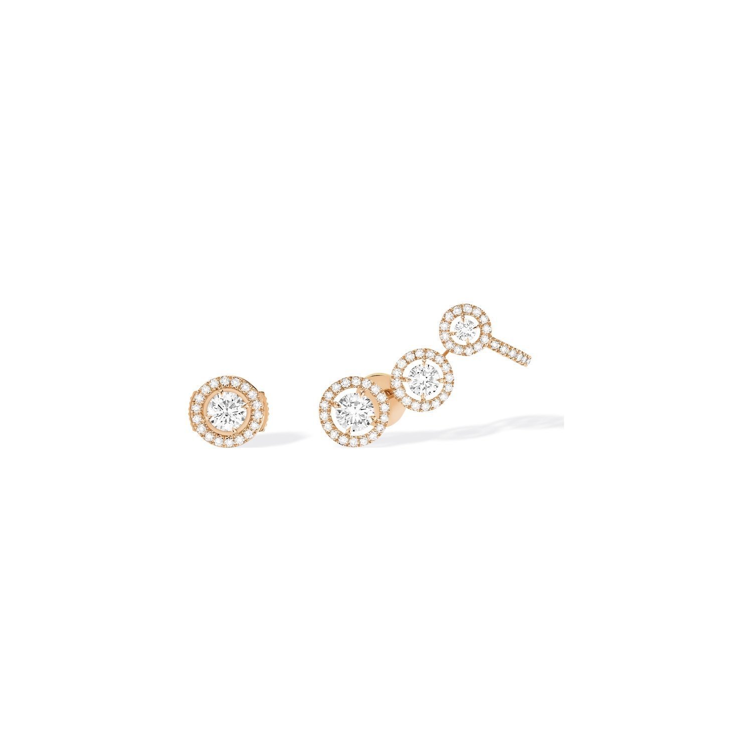 Boucles d'oreilles Messika Joy Trio en or rose et diamants