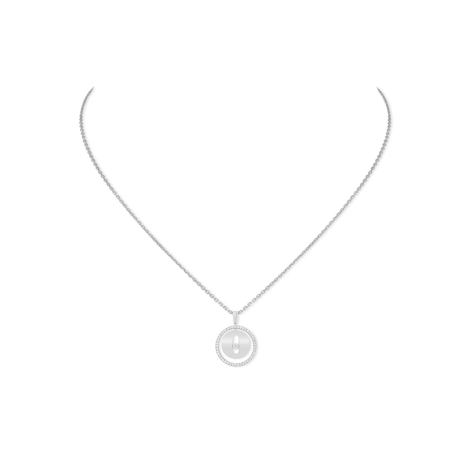 Collier Messika Lucky Move PM en or blanc et diamants