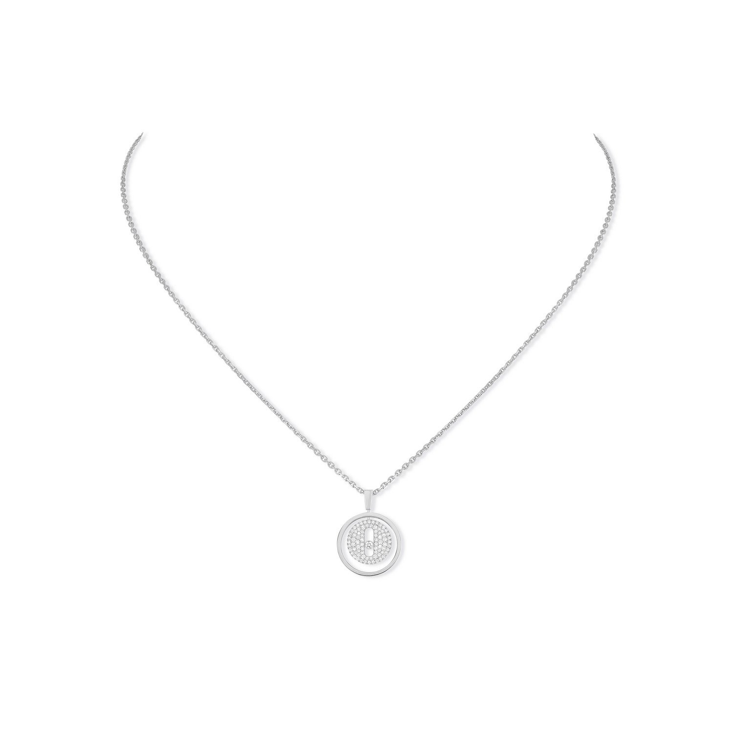 Collier Messika Lucky Move PM pavé en or blanc et diamants