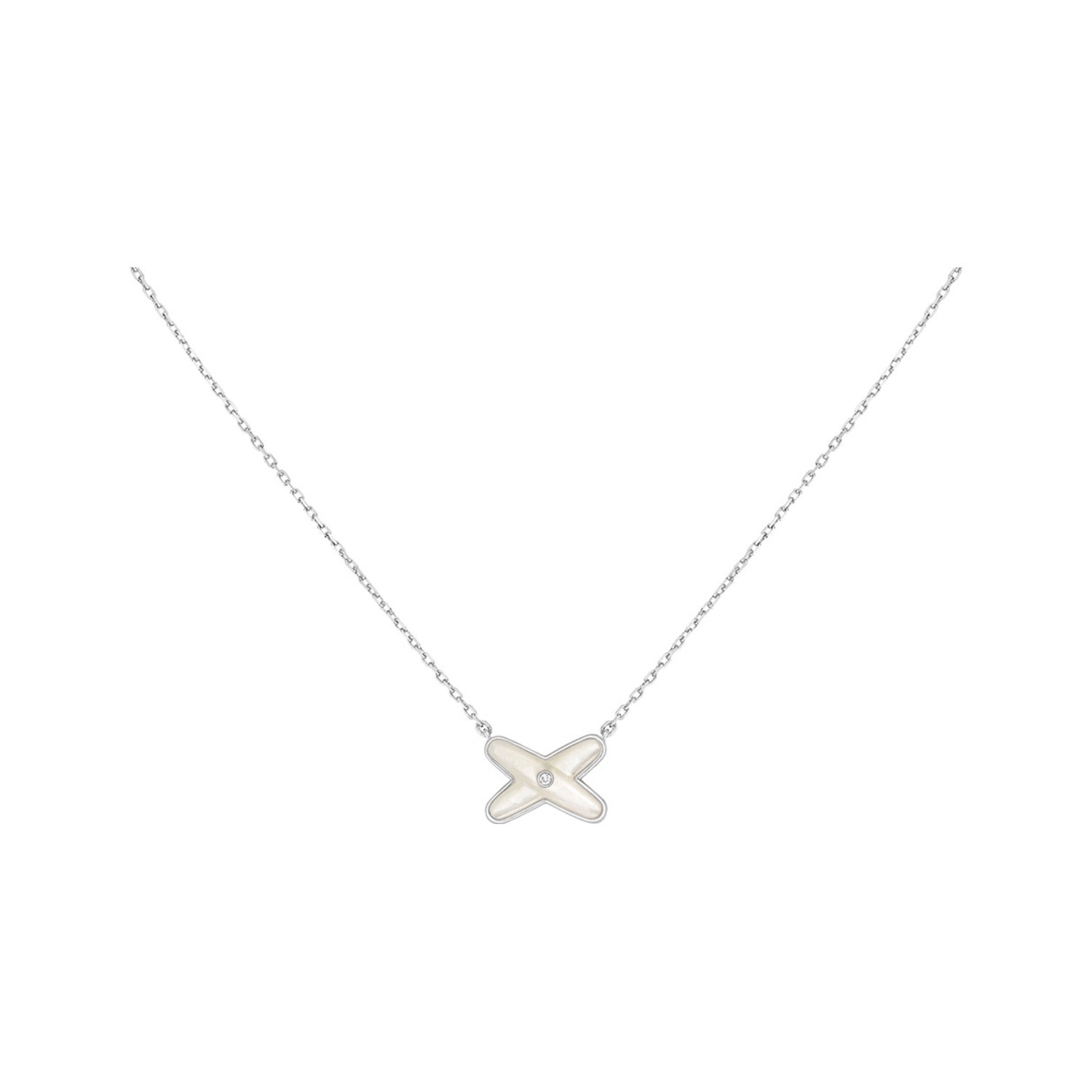 Pendentif Chaumet Jeux de Liens en or blanc, diamant et nacre