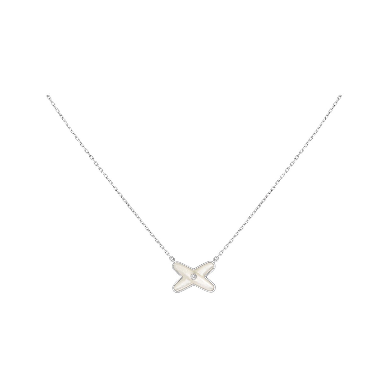 Pendentif Chaumet Jeux de Liens en or blanc, diamant et nacre
