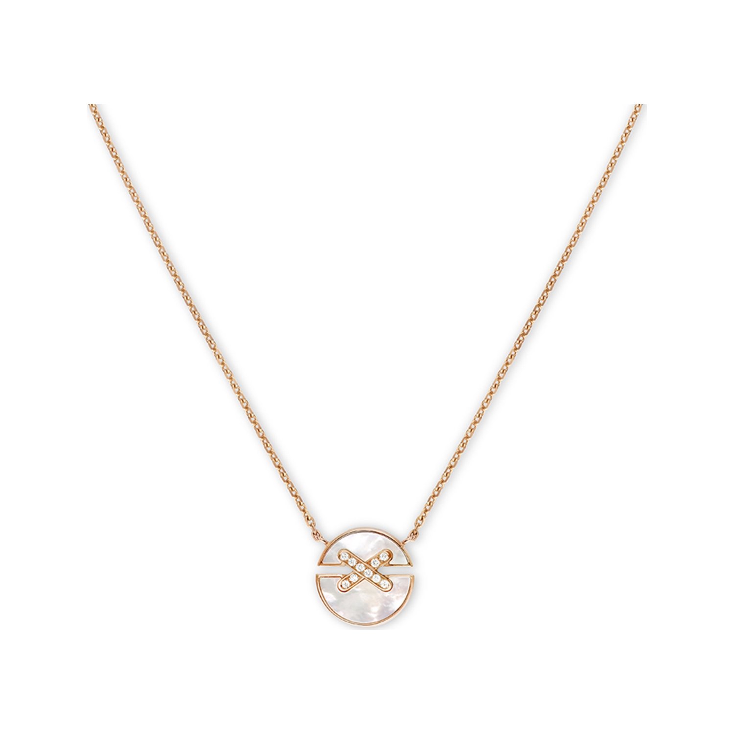 Pendentif Chaumet Jeux de Liens Harmony petit modèle en or rose, nacre et diamants