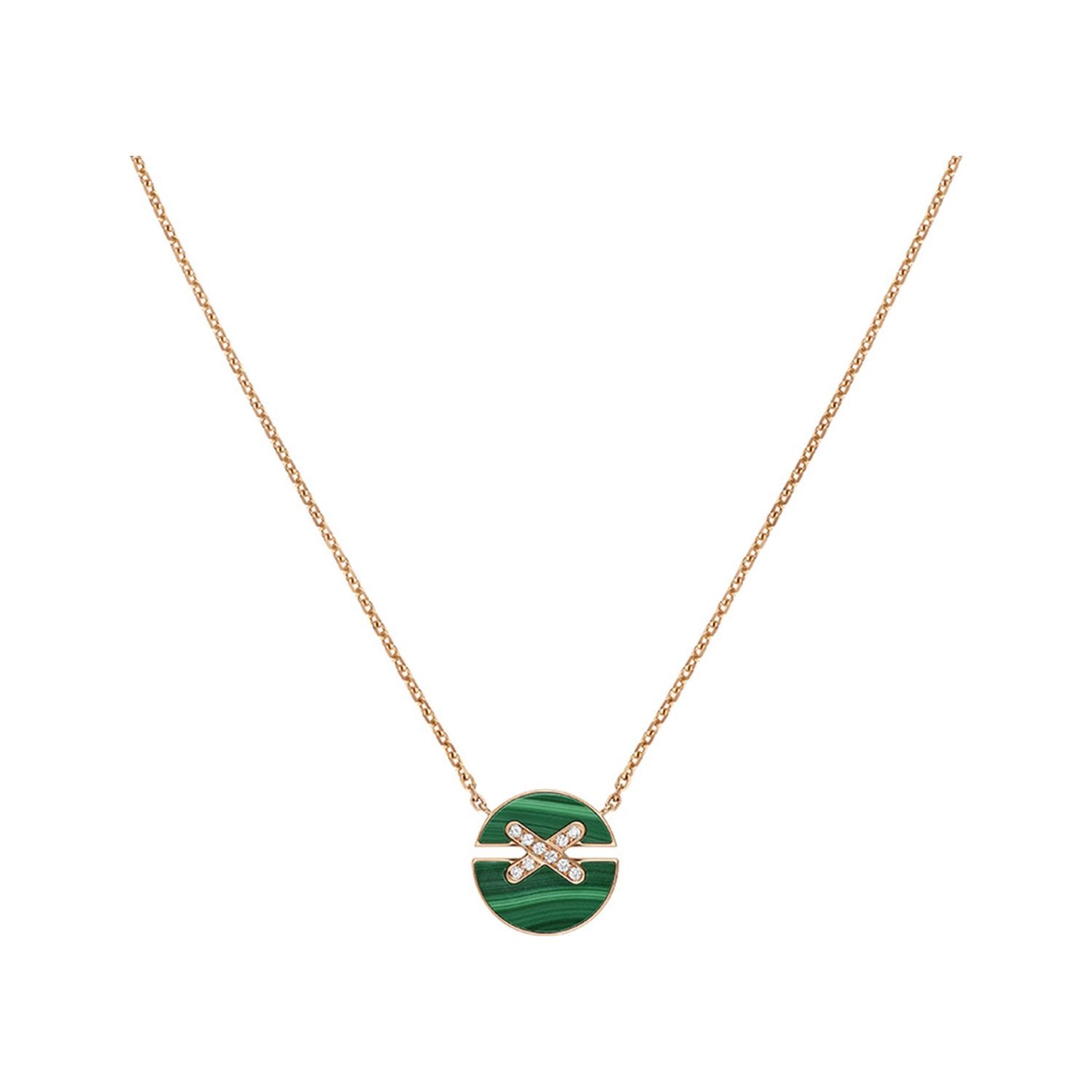 Pendentif Chaumet Jeux de Liens Harmony petit modèle en or rose, malachite et diamants