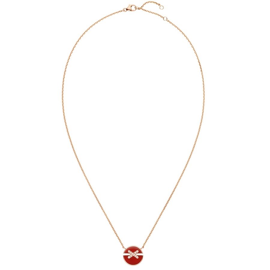 Pendentif Chaumet Jeux de Liens Harmony petit modèle en or rose, cornaline et diamants