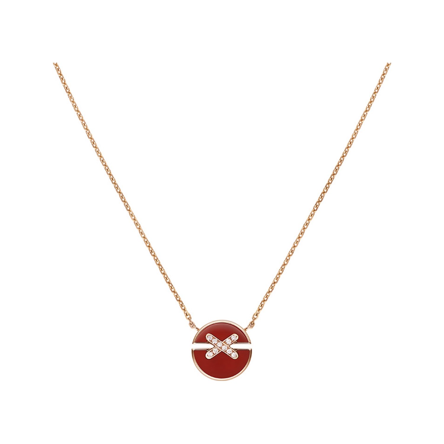 Pendentif Chaumet Jeux de Liens Harmony petit modèle en or rose, cornaline et diamants