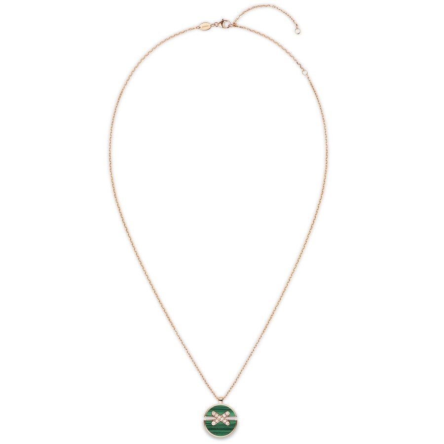 Pendentif Chaumet Jeux de Liens Harmony moyen modèle en or rose, diamants et malachite