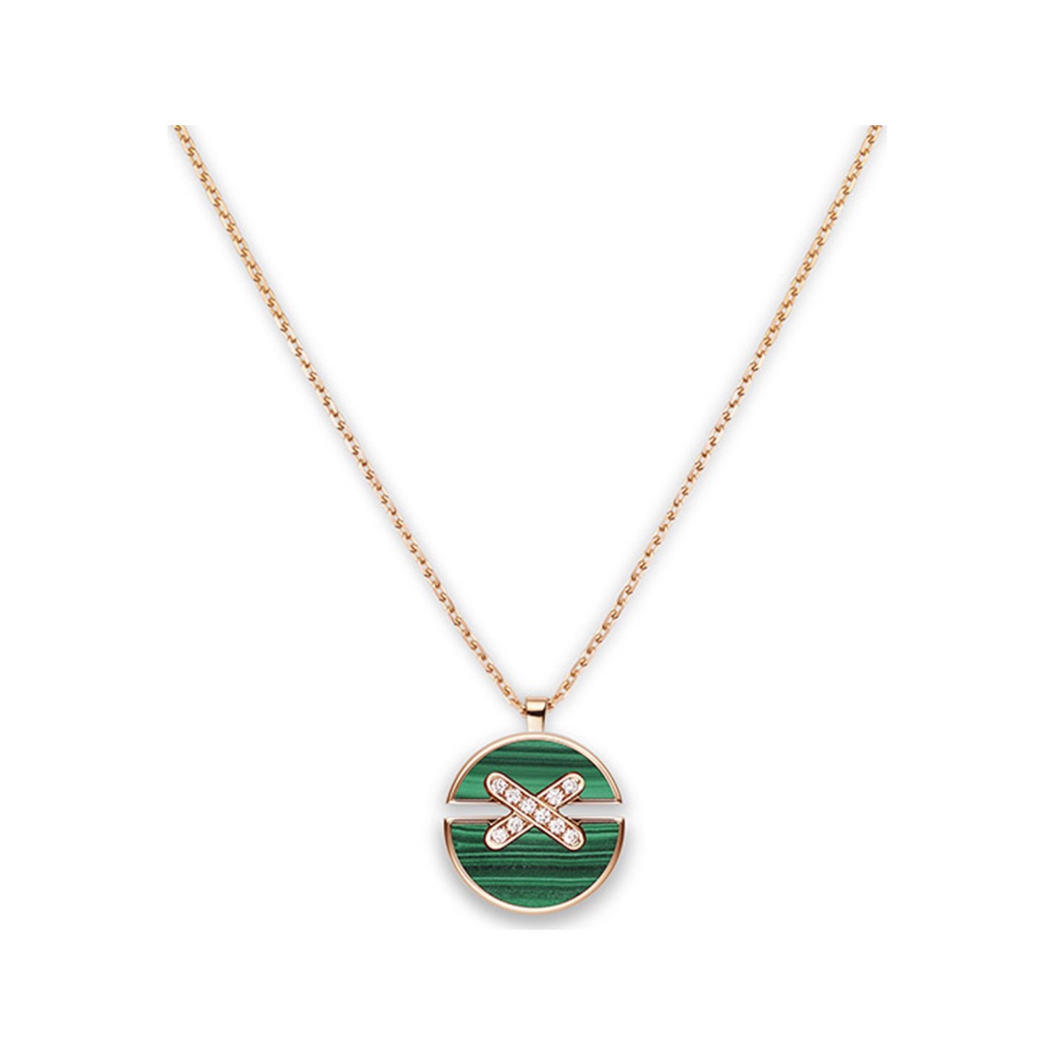 Pendentif Chaumet Jeux de Liens Harmony moyen modèle en or rose, malachite et diamants