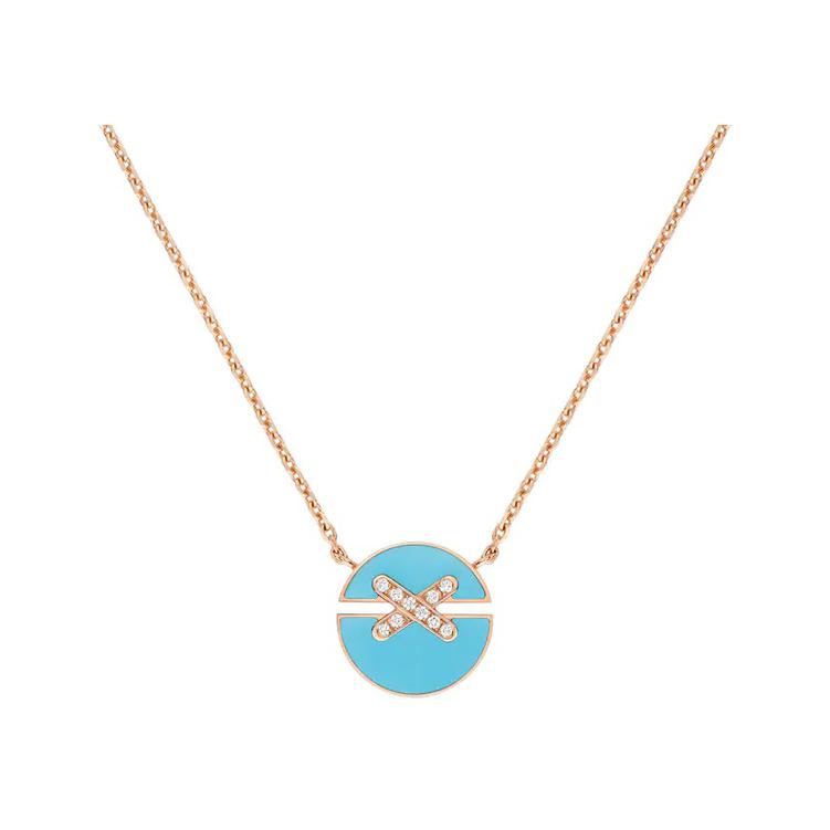 Pendentif Chaumet Jeux de Liens Harmony petit modèle en or rose, turquoise et diamants