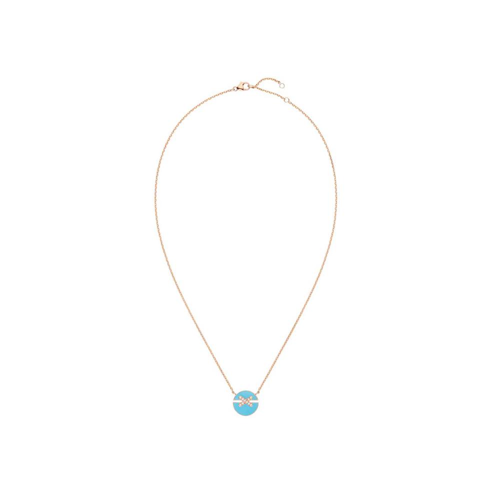 Pendentif Chaumet Jeux de Liens Harmony petit modèle en or rose, turquoise et diamants