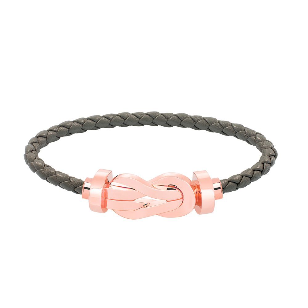 Achat Bracelet FRED 8°0 grand modèle boucle en or rose et câble en cuir