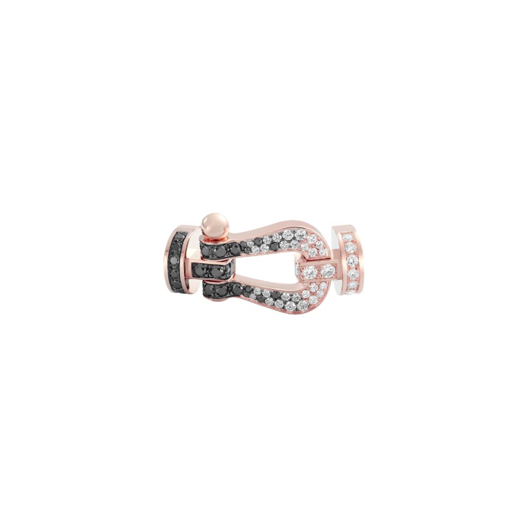 Manille FRED Force 10 Grand Modèle en or rose, diamants blancs et noirs