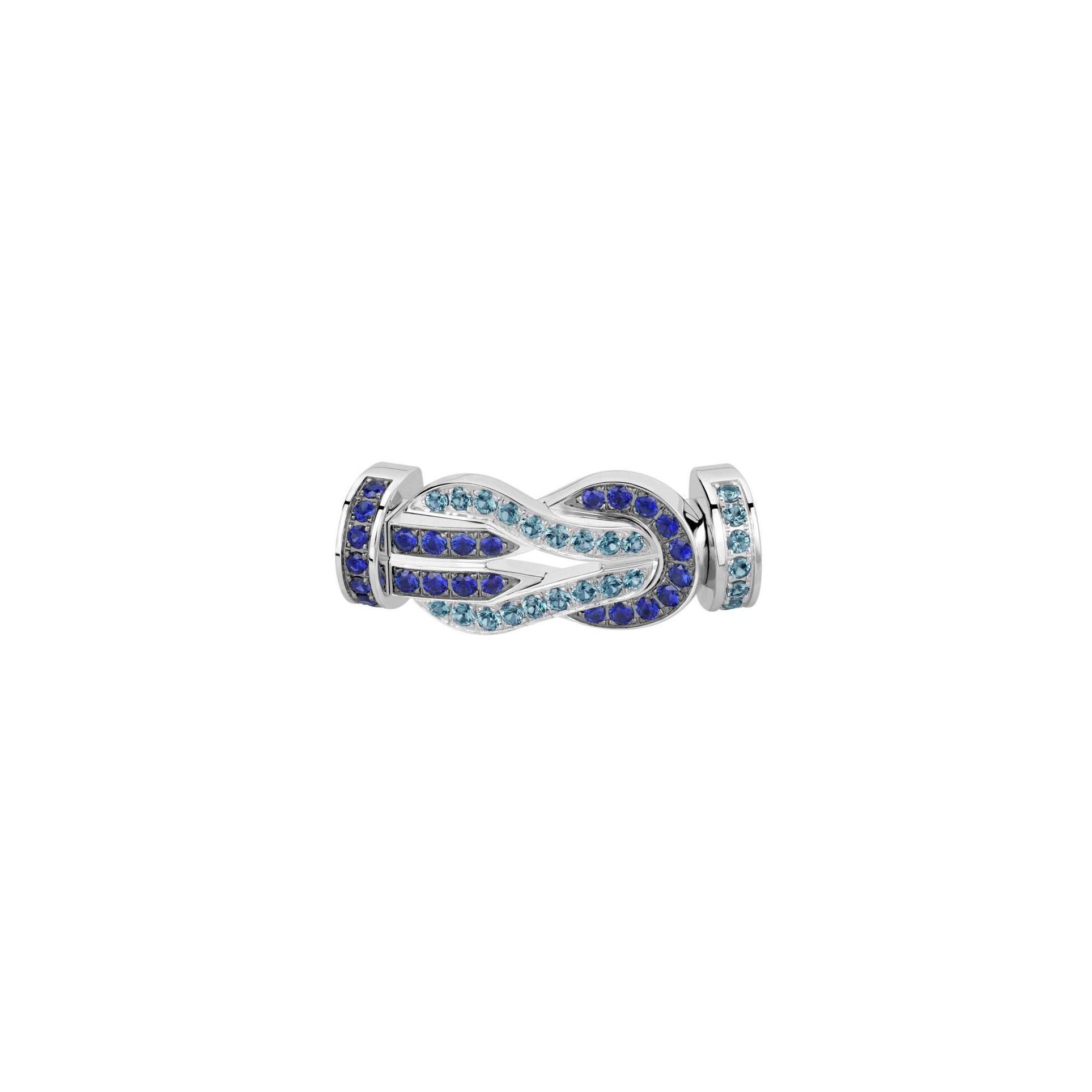 Boucle FRED Chance Infinie Grand Modèle en or blanc, saphirs et topazes