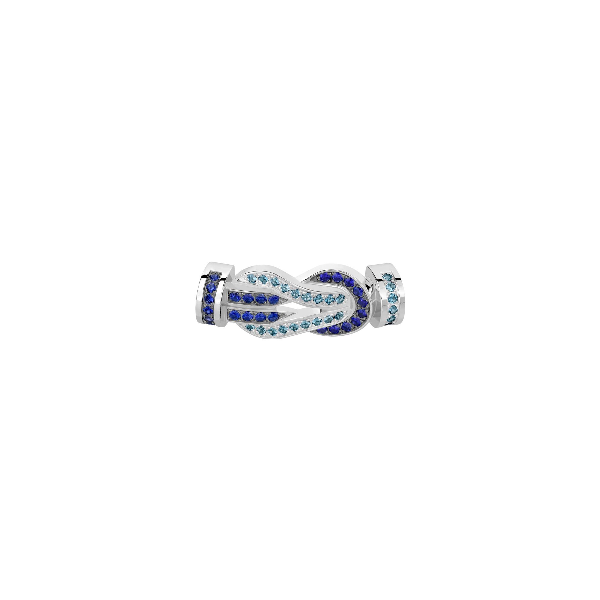 Boucle FRED Chance Infinie Moyen Modèle or blanc, saphirs et topazes