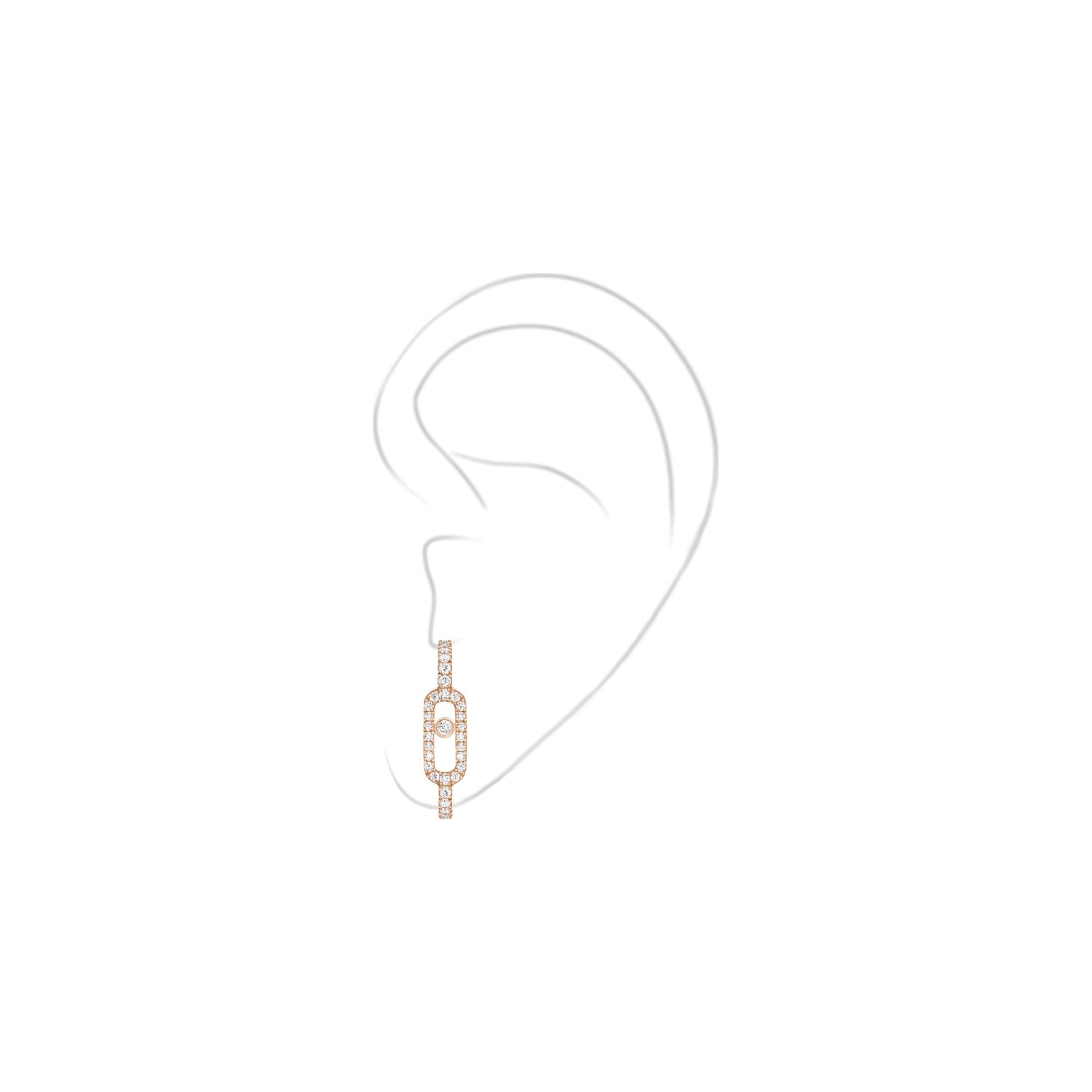 Mono boucle d'oreille Messika Move Uno en or rose et diamants