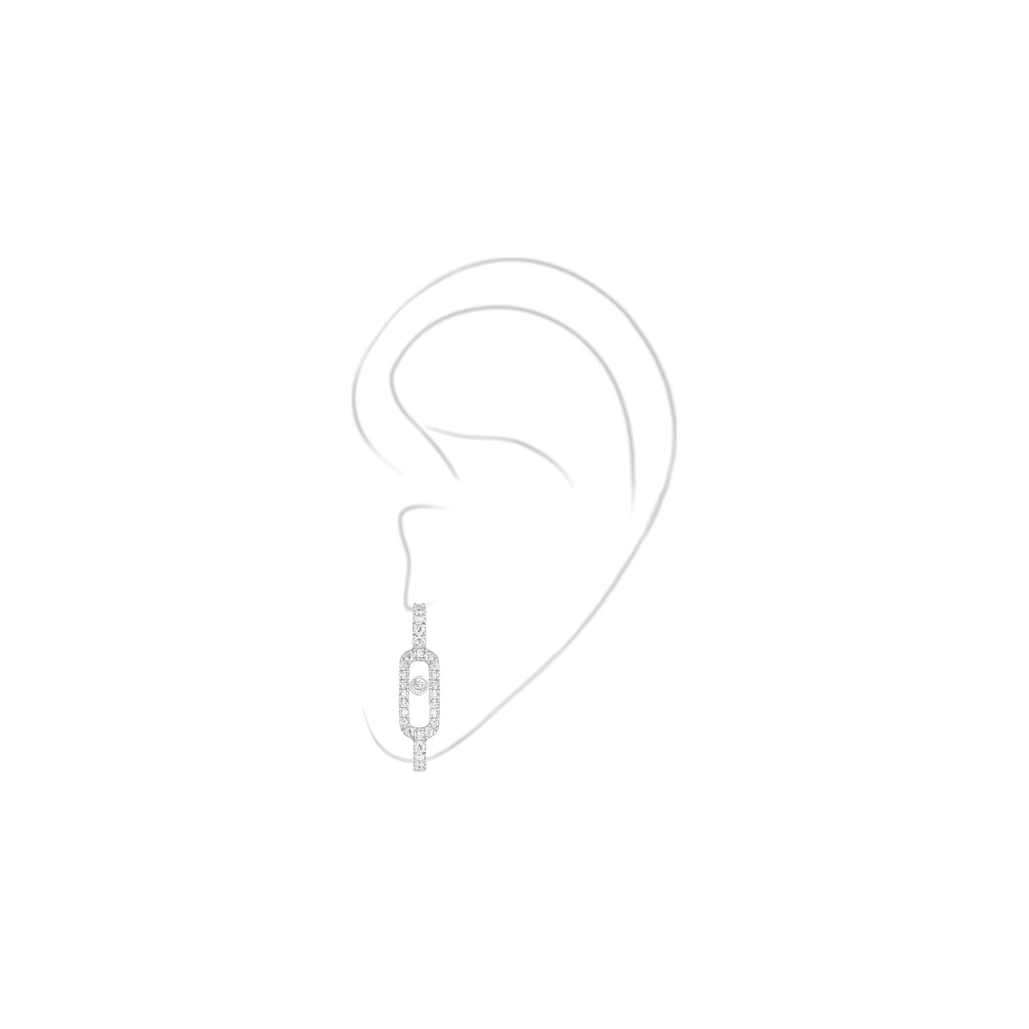 Mono boucle d'oreille Messika Move Uno en or blanc et diamants