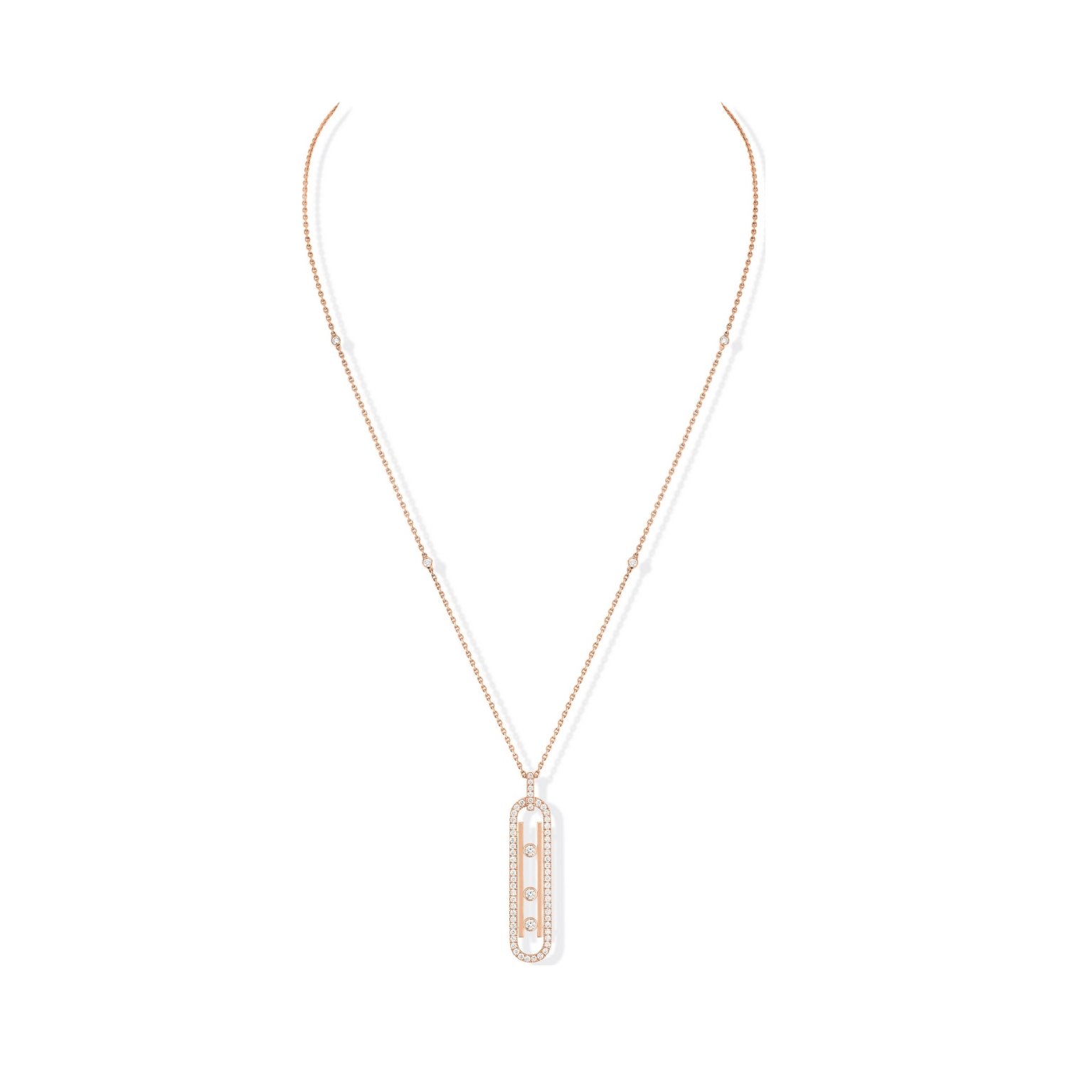 Collier Messika Move 10th PM pavé en or rose et diamants