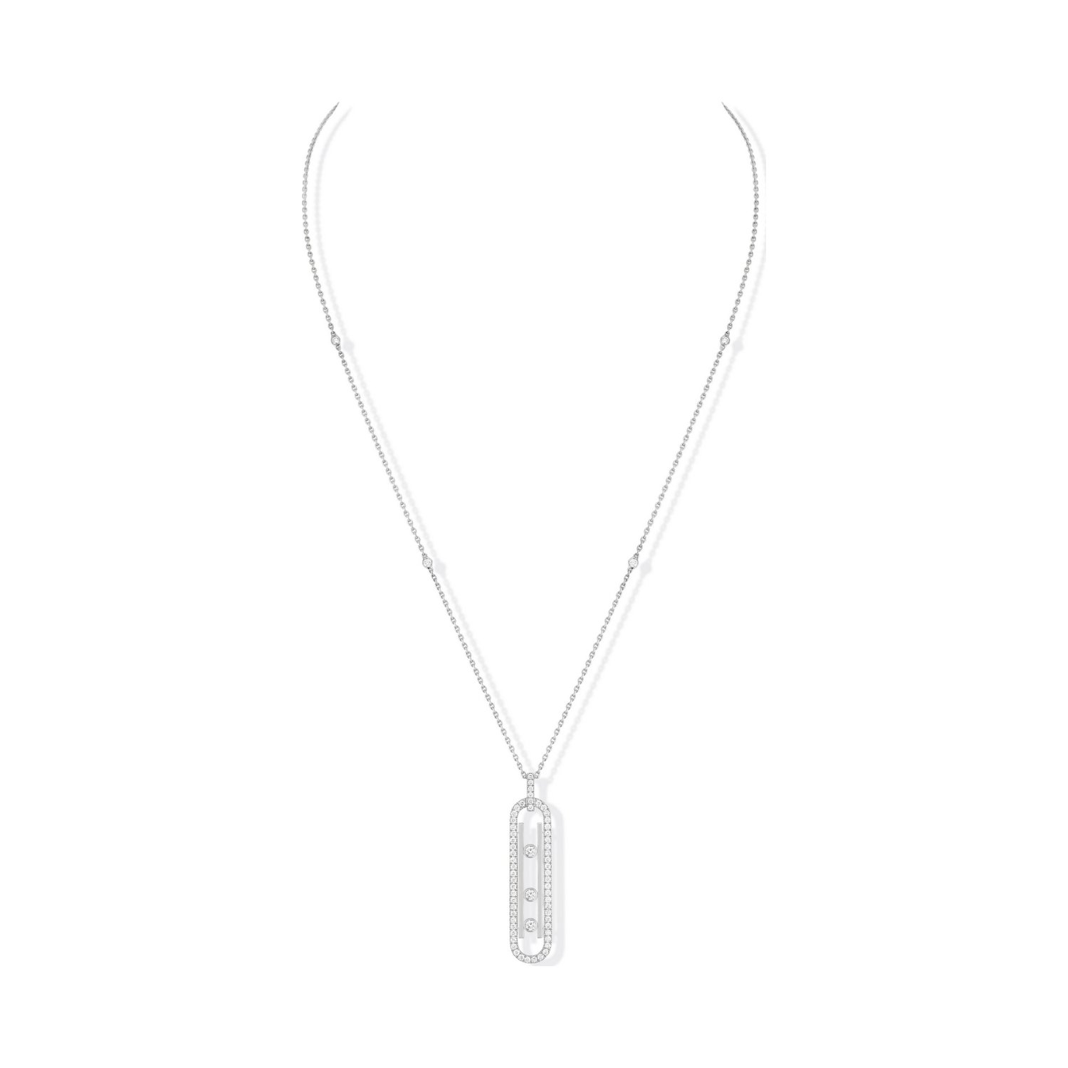 Collier Messika Move 10th PM pavé en or blanc et diamants