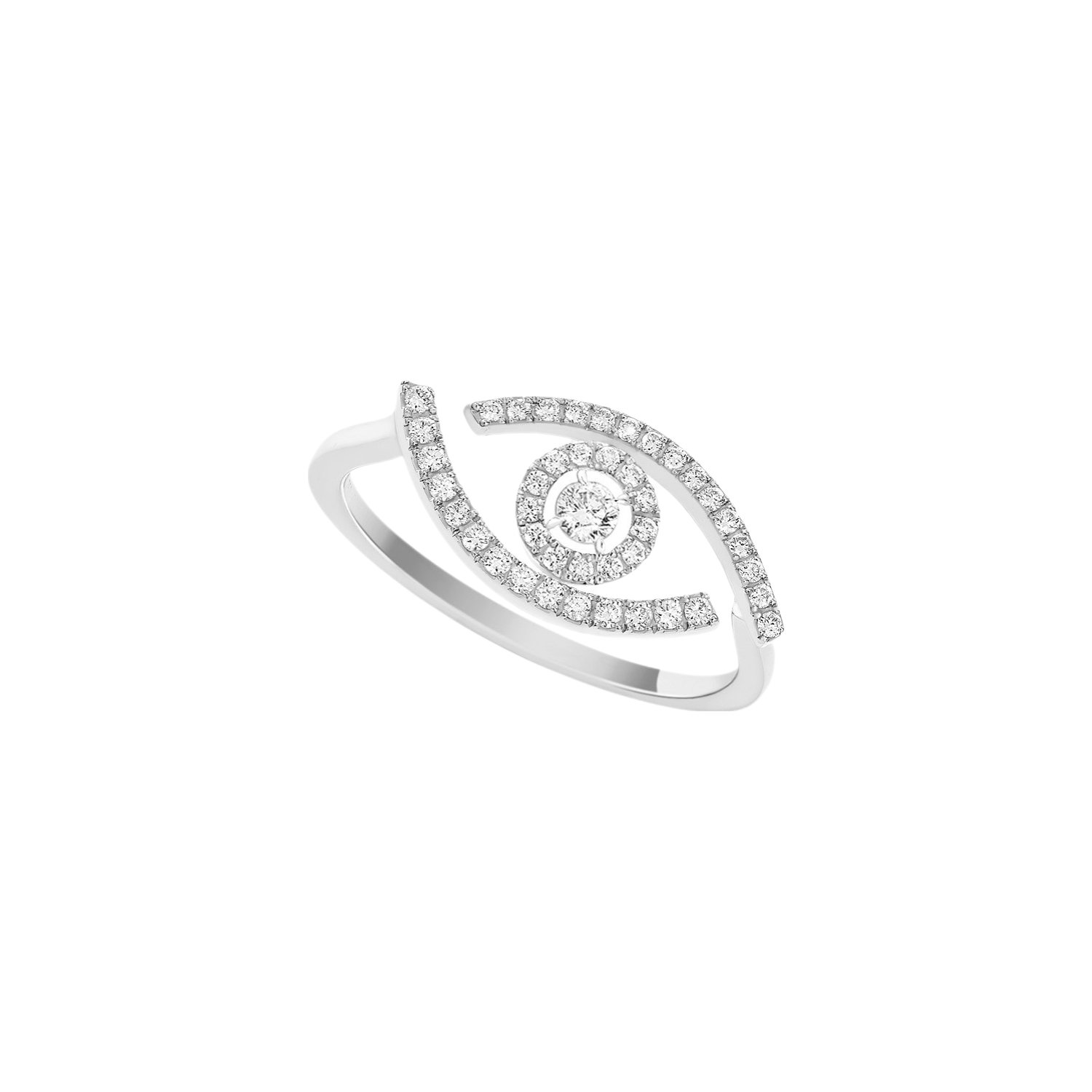 Bague Messika Lucky Eye pavée en or blanc et diamants