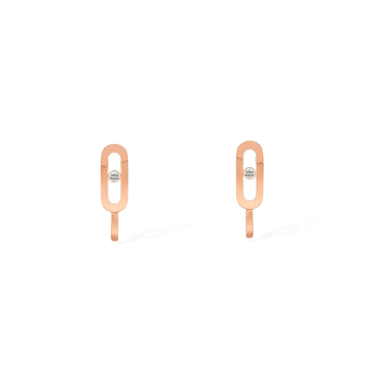Boucles d'oreilles mini créoles Messika Move Uno en or rose et diamants