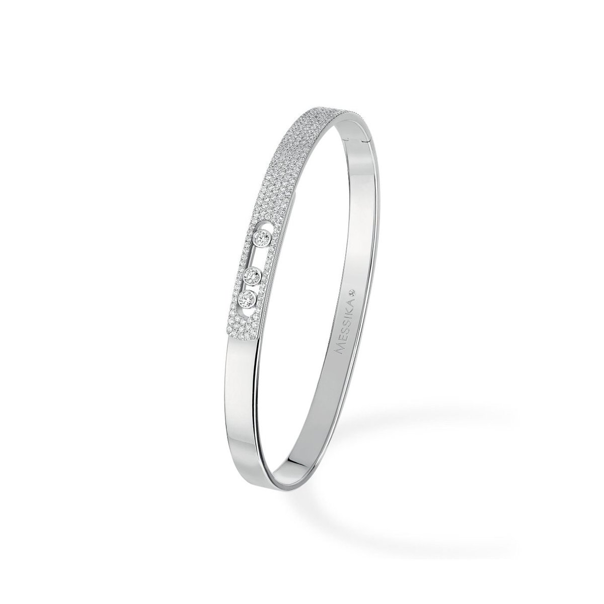 Bracelet bangle Messika Move Noa PM pavé en or blanc et diamants
