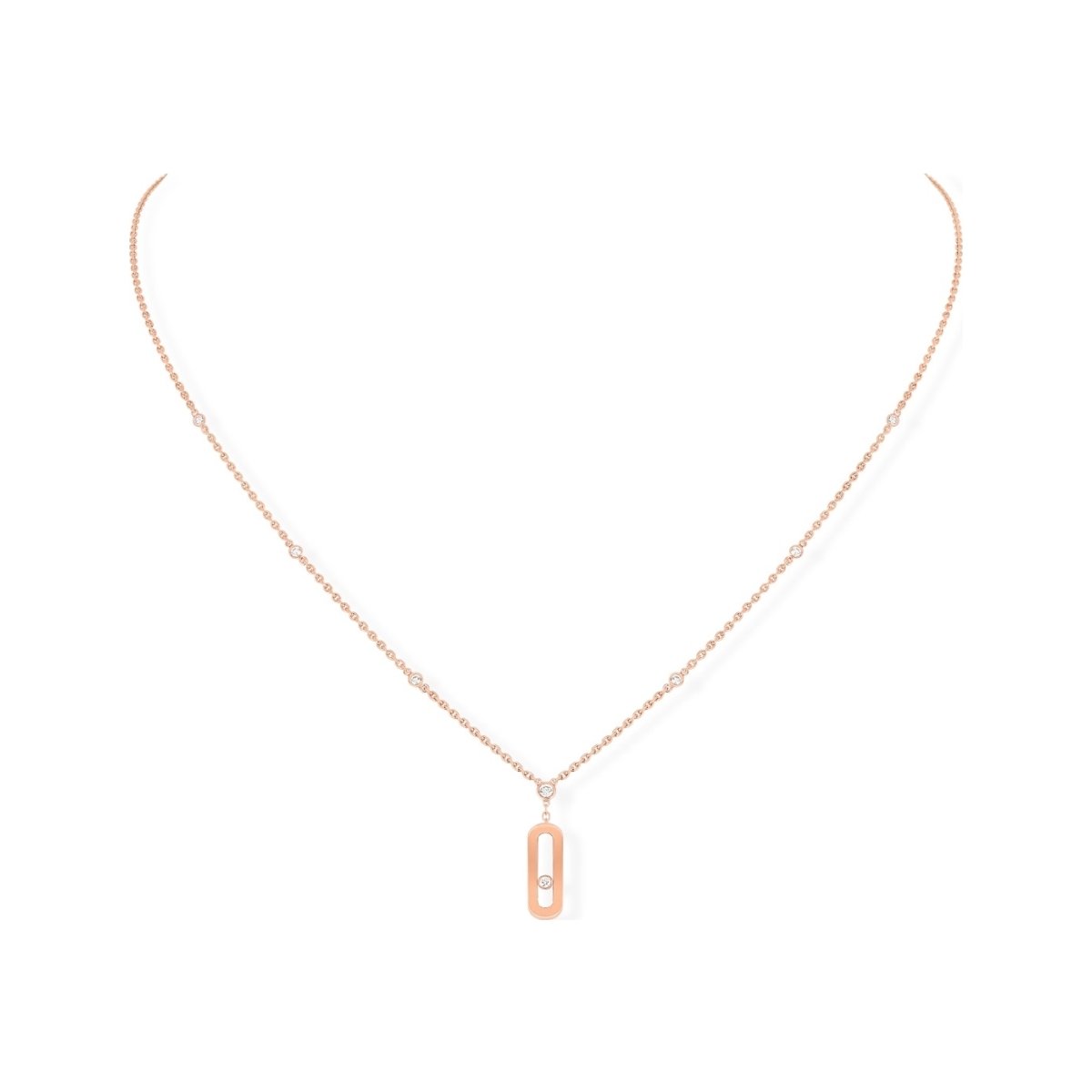 Collier long Messika Move Uno en or rose et diamants