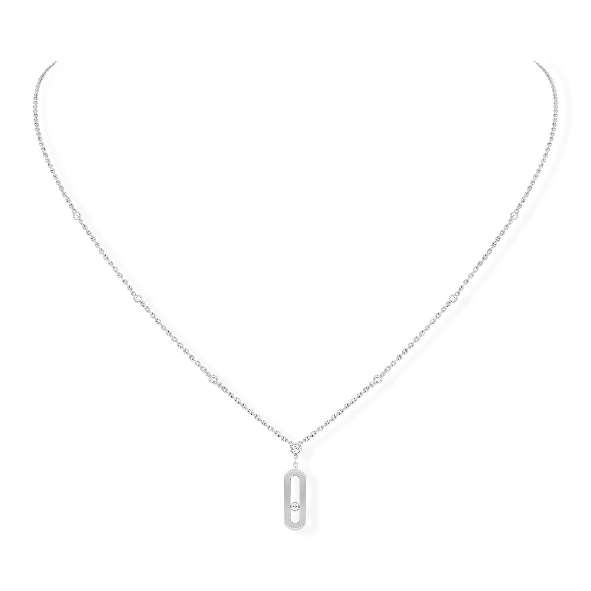 Collier long Messika Move Uno en or blanc et diamants