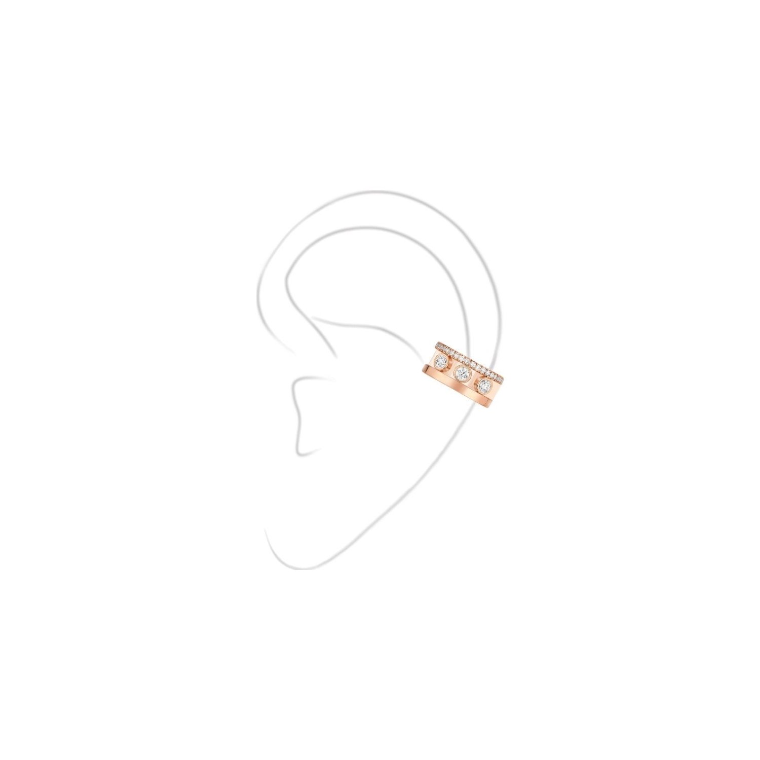 Mono boucle d'oreille milieu Messika Move Romane en or rose et diamants