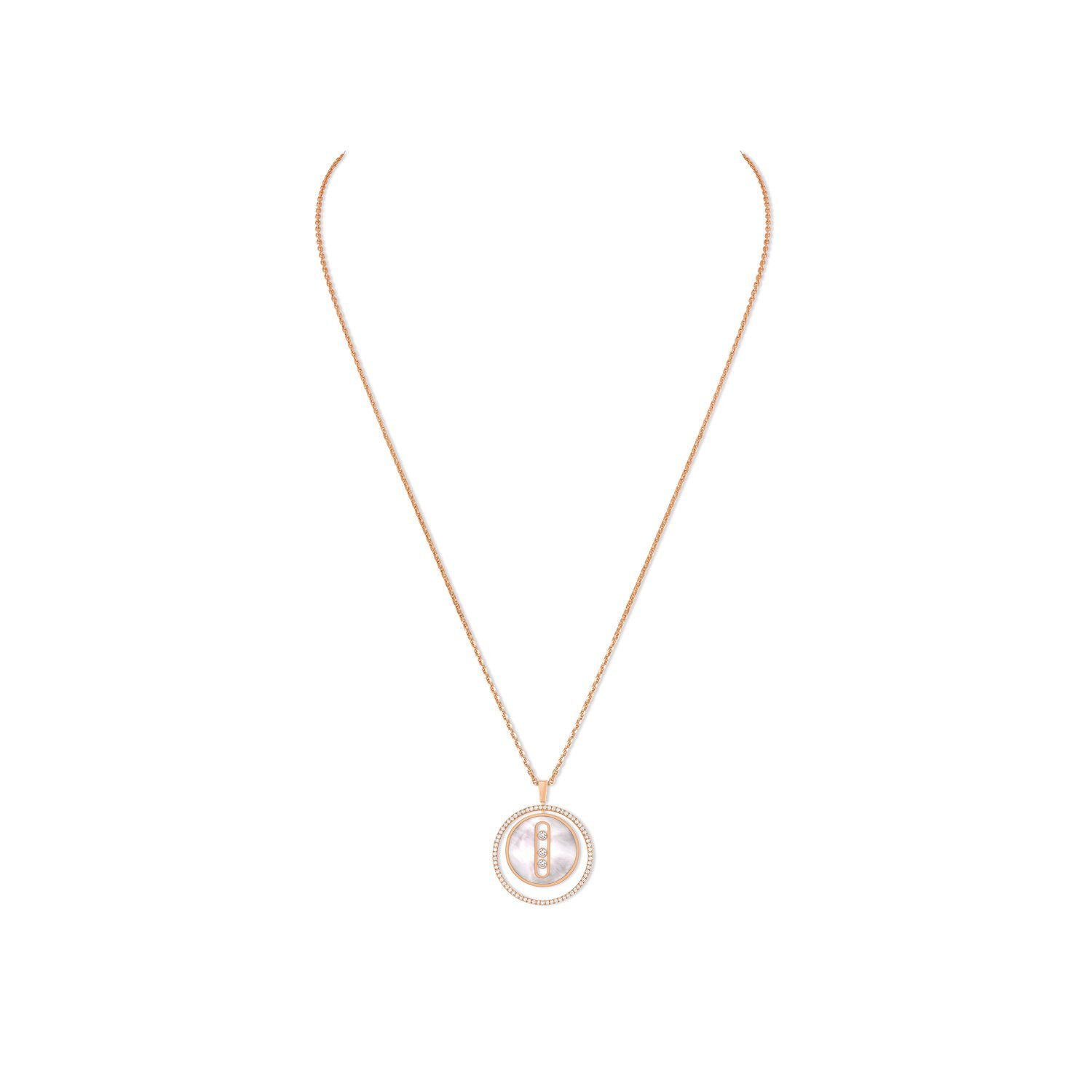 Collier Messika Lucky Move en or rose, nacre et diamants