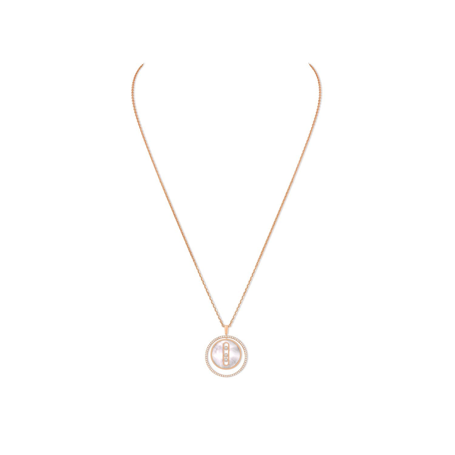 Collier Messika Lucky Move MM en or rose, nacre et diamants