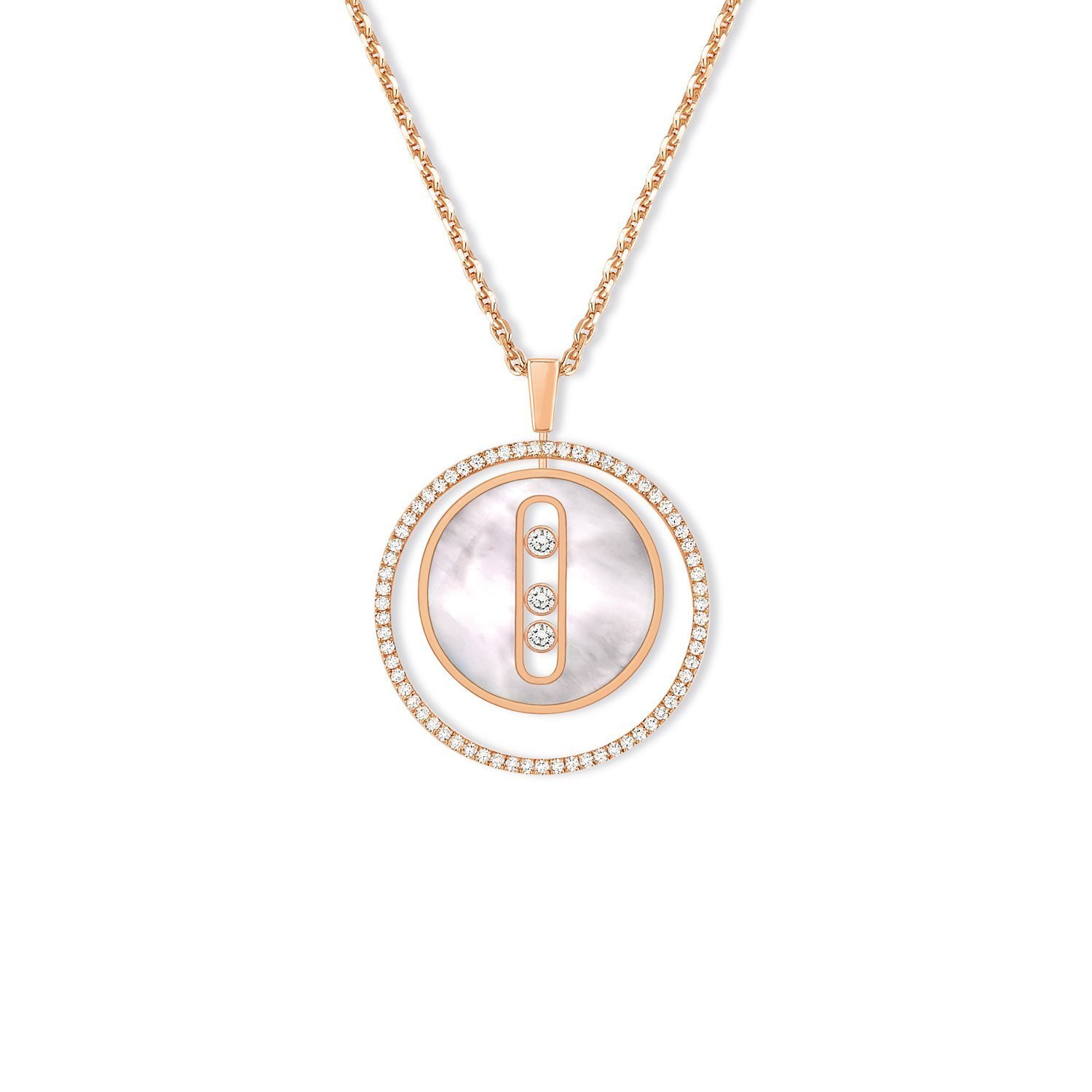 Collier Messika Lucky Move en or rose, nacre et diamants