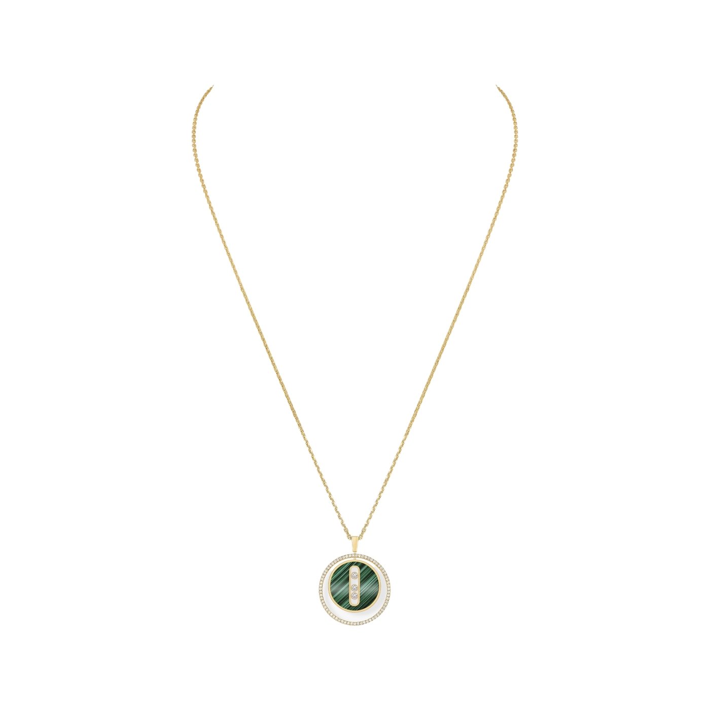 Collier Messika Lucky Move en or jaune, malachite et diamants