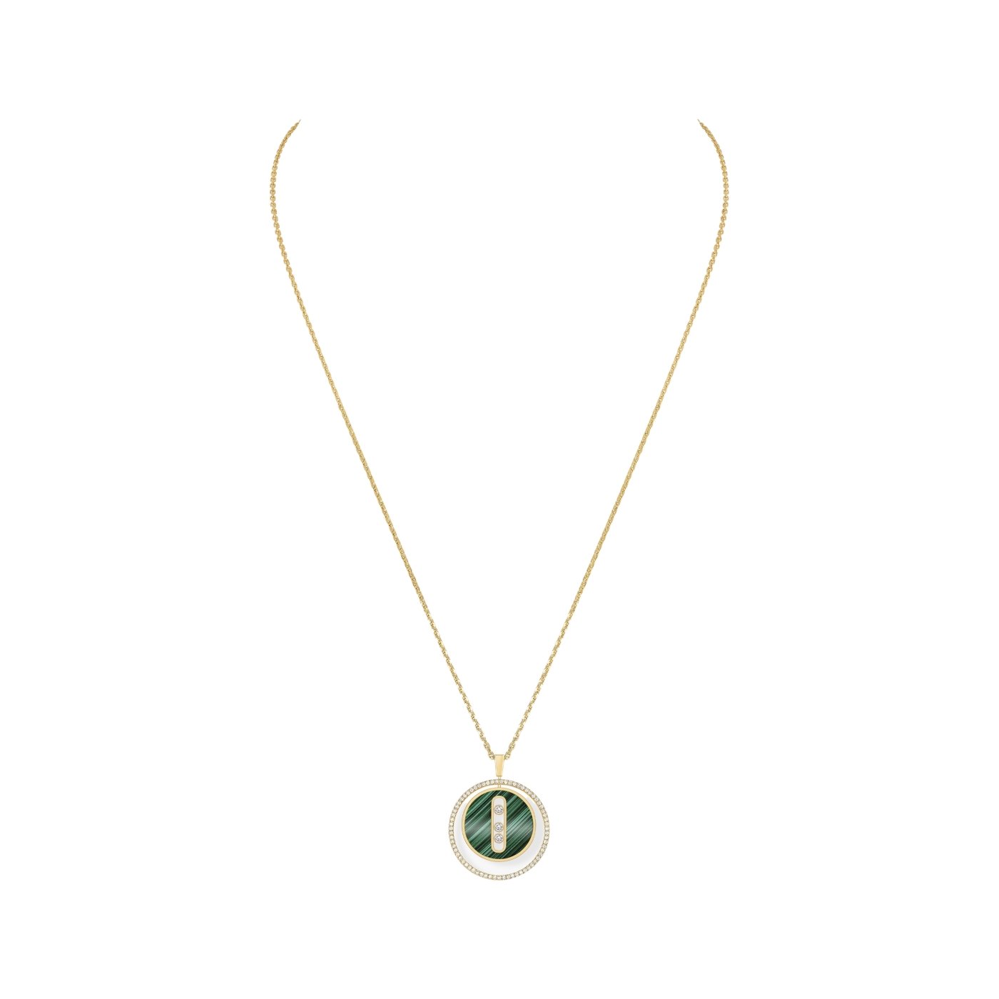 Collier Messika Lucky Move MM en or jaune, malachite et diamants