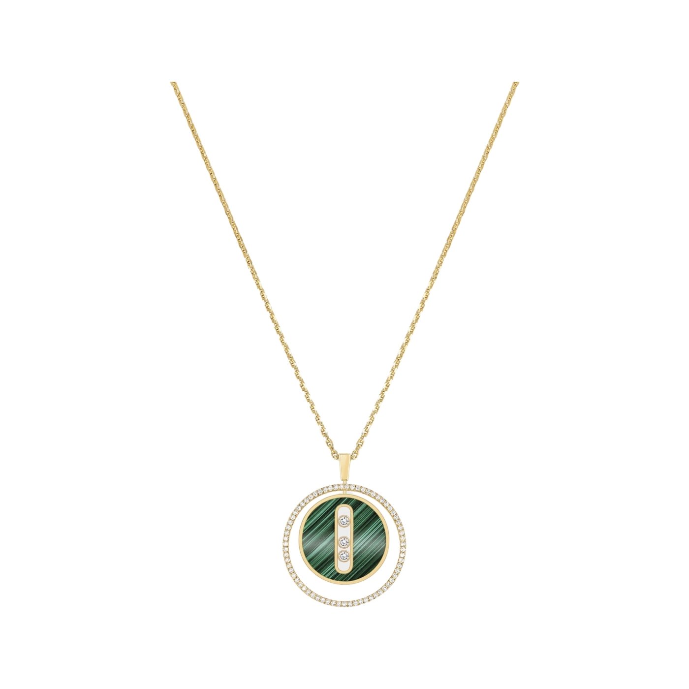 Collier Messika Lucky Move en or jaune, malachite et diamants