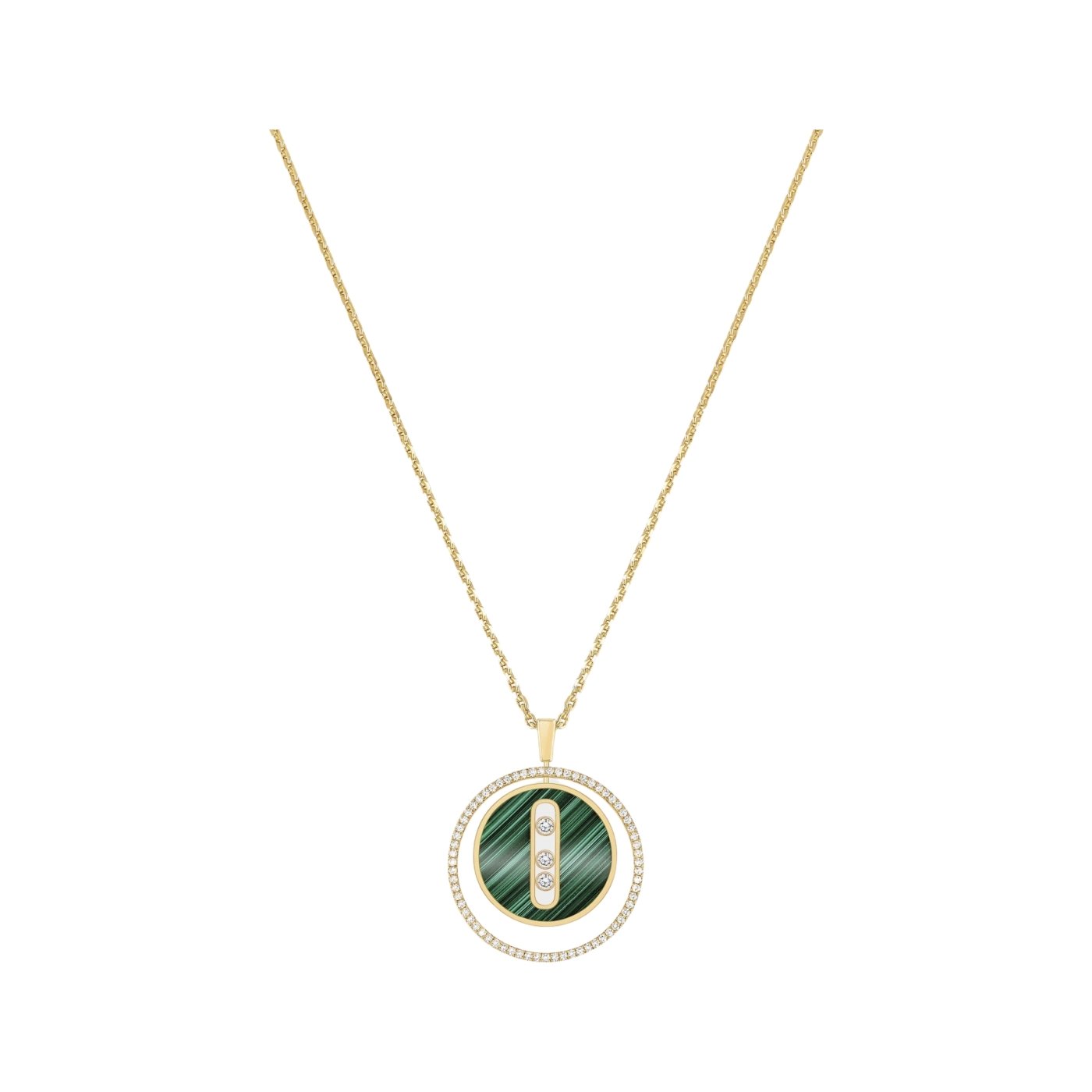 Collier Messika Lucky Move MM en or jaune, malachite et diamants