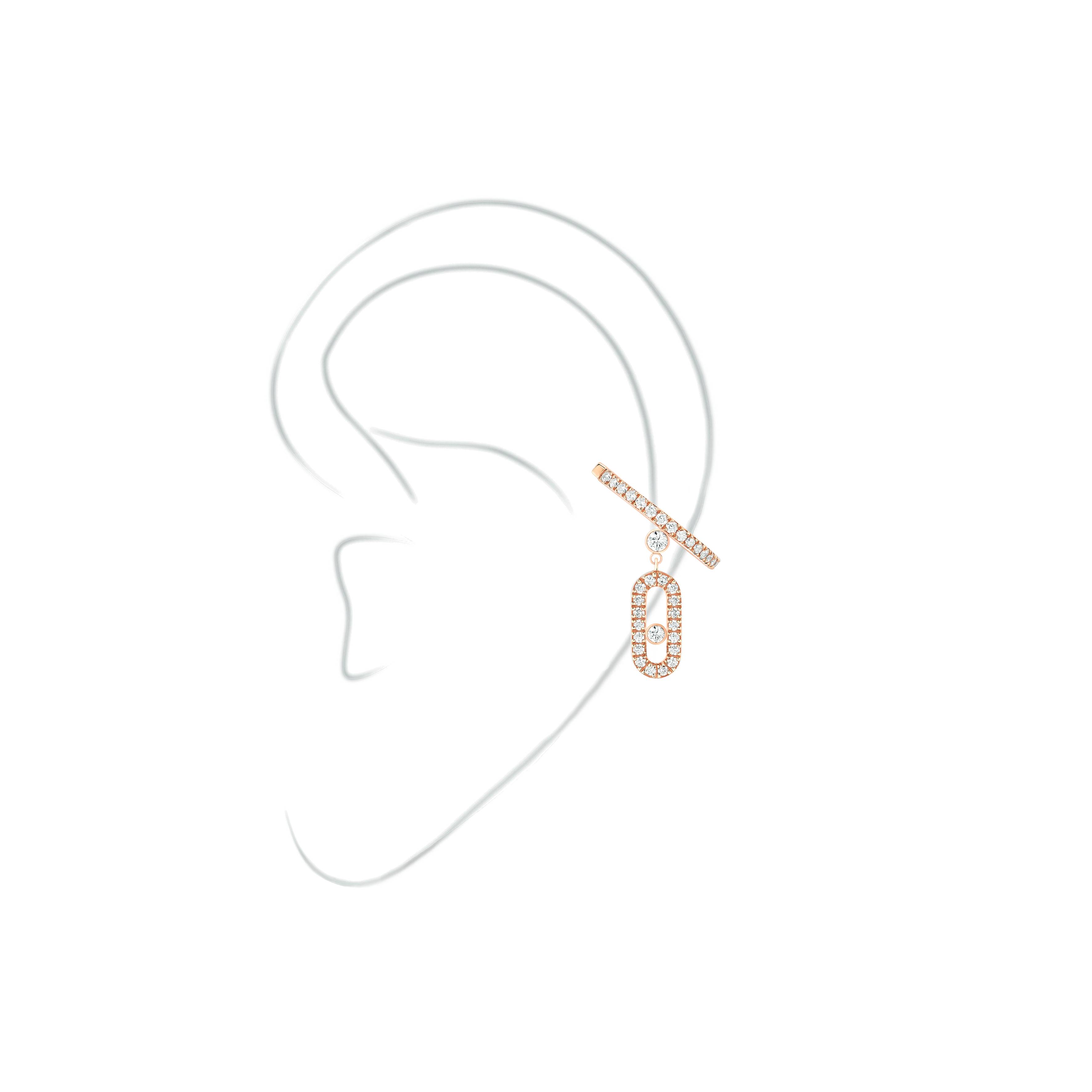 Mono boucle d'oreille Messika Move Uno Pampille pavée en or rose et diamants