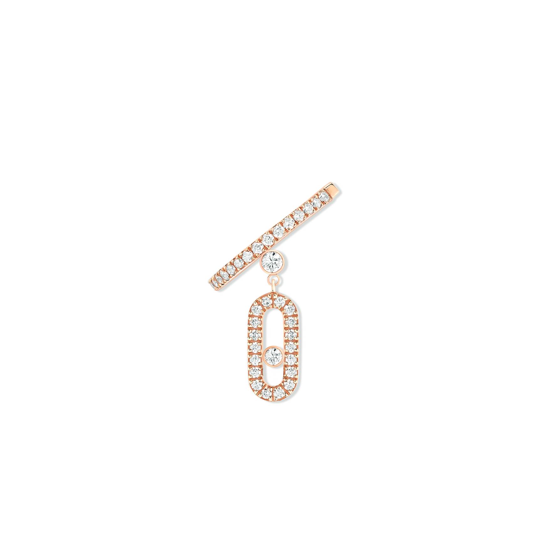 Mono boucle d'oreille Messika Move Uno Pampille pavée en or rose et diamants