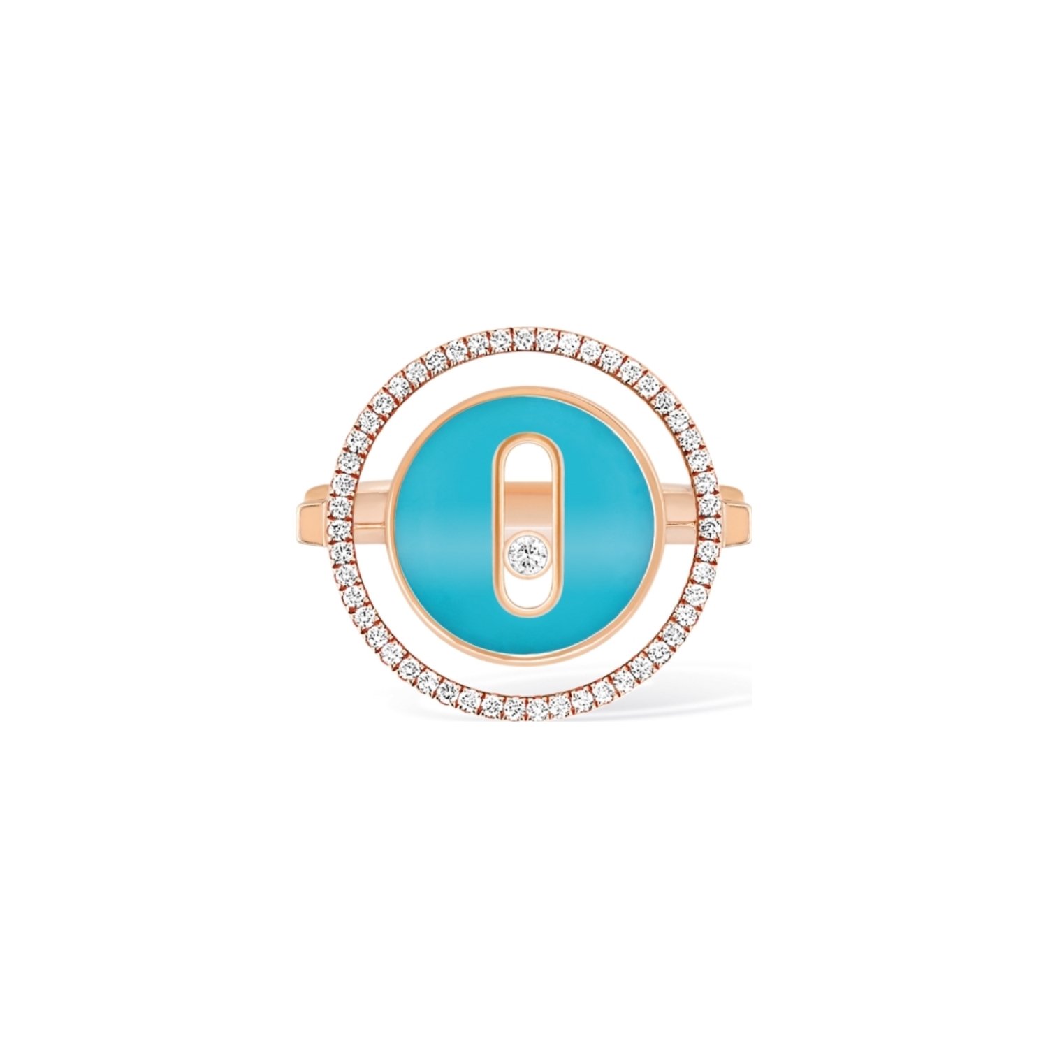 Bague Messika Lucky Move PM en or rose, turquoise et diamants