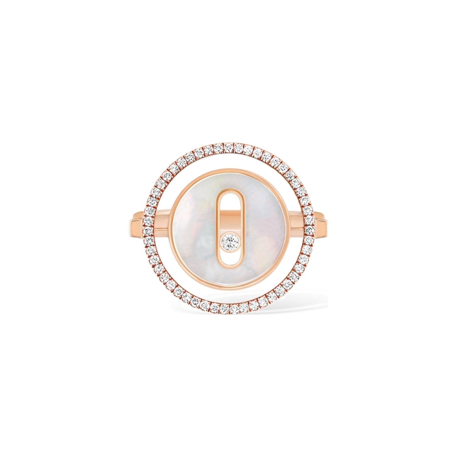 Bague Messika Lucky Move PM en or rose, gris et diamants