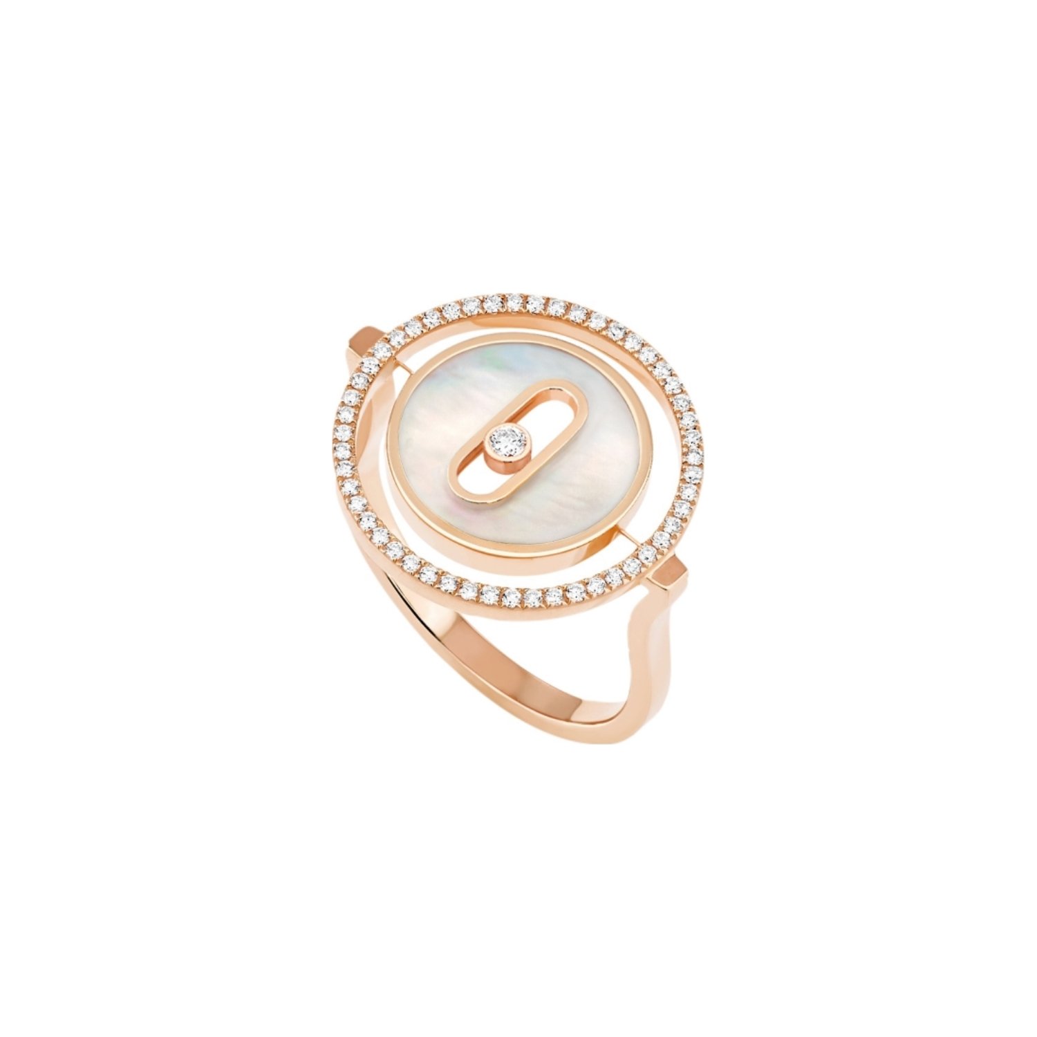 Bague Messika Lucky Move PM en or rose, gris et diamants