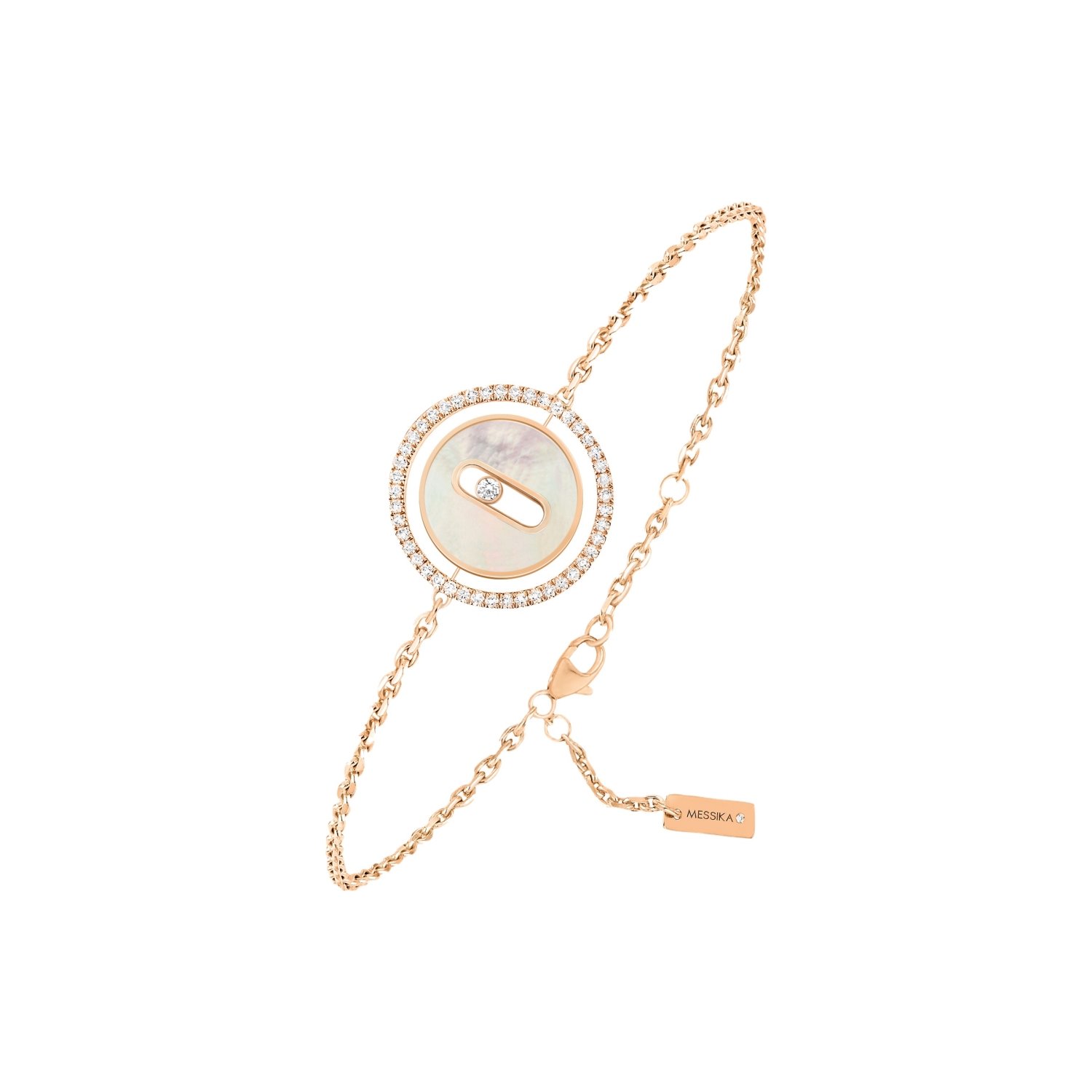 Bracelet Messika Lucky Move en or rose, nacre et diamants