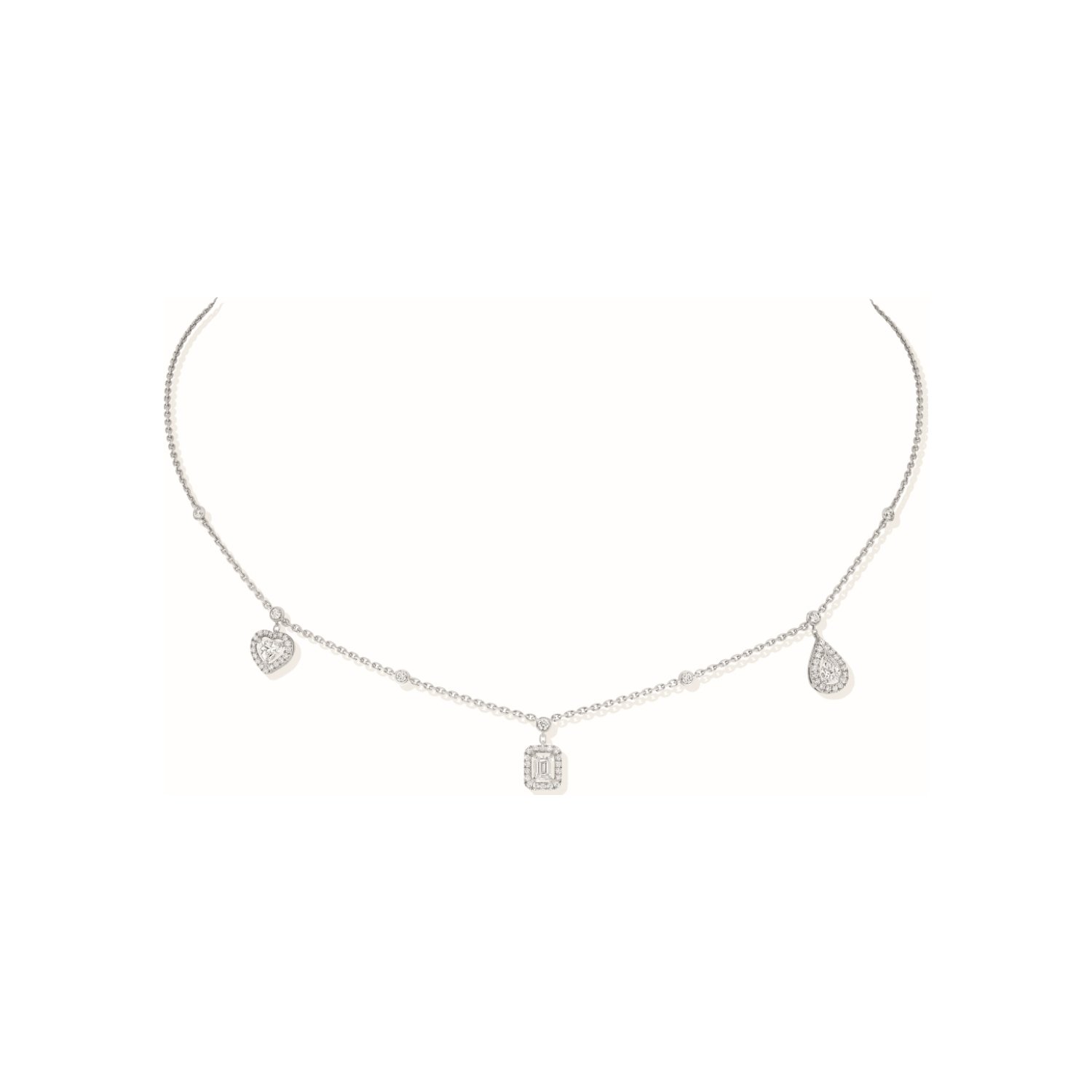 Collier Messika My Twin Trio en or blanc et diamants